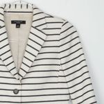 Ann Taylor Womens Petite Striped Blazer Jacket Cream Black Button Front Size 0P Photo 1