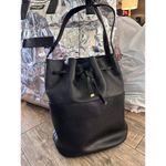 Cuyana  Women's Black Leather Adjustable Shoulder Strap Bucket Bag Photo 13