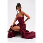 Babyboo Angelina Strapless Ruffle Maxi Dress NWT Burgundy Formal Gown Sz Small Photo 9