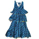 Rhode Leela Tiered Abstract Print Cotton Midi Dress in Blue Ikat Size Medium Photo 6