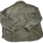 ZARA  Shacket Womens X Small Green‎ Corduroy Raw Hem Shirt Jacket Photo 2