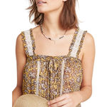 Anthropologie  Bardot Blouse Size 4 Yellow Brown Floral Crochet Lace 4P Photo 0