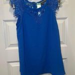 Stitch Fix NWT Brixon Ivy  Blue Jarred Lace Detail Cap Sleeve Blouse S Photo 0