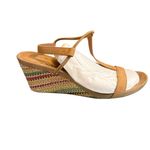 Style & Co New Without Box Elegant Tan Wedge Sandals W/ Multicolor Boho Heel Size 12 Photo 2