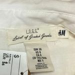 H&M NEW L.O.G.G Womens White Linen Long Sleeve Button Up Shirt Mini Dress Size 6 Photo 2