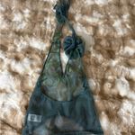 Sheer Halter Top with Floral Accent Green Size XS Photo 1