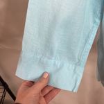 Chico's Chico’s No-Iron Linen 3/4 sleeve sheer Shirt in bright baby blue size US 10 Photo 8