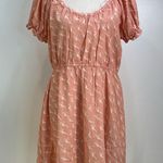 Anthropologie Morgan Lane Ava Mini Silk Dress Peony Pink Blush Printed Bird Motif Photo 4