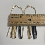 Boho Fringe Hoop Earrings Gold Neutral Colors Gold Photo 3