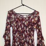 Time And Tru  Burgundy Floral Smocked Top Size Small Photo 5