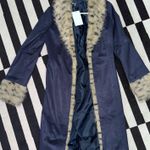 NWT coat cheetah trench suede like blue Photo 0