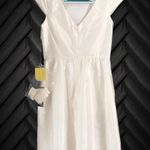 Alfred Sung Peau De Soie Snow White Cocktail Length Dress Size 10 Photo 3