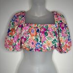Anthropologie  Abel The Label Floral Crop Top puff sleeves bright size small Photo 0