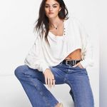 We The Free Free People Darren Cream Oversized Jersey Blouse Photo 0