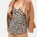 J.Crew Factory Blouse Women 4 Tan Leopard Print Scallop Trim Bohemian Preppy Photo 10
