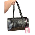 Liz Claiborne Authentic Vintage  Purse Hand Bag black embossed  faux     leather Photo 3