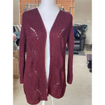 Pink republic Women's  Burgundy Cable Knit Open Cardigan S Photo 1