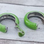 Vintage Clip On Earrings Chunky Bright Green Retro Hoops Photo 6