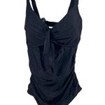 NWT Aqua Eve Womens Medium One Piece Swimsuit Black Cut Out Bow Adjustable Strap Photo 0