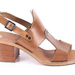 Barbara Barbieri Leather Stacked Heel Sandal in Light‎ Brown Size 8 Photo 0