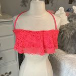 Neon Coral Crochet Lace Bikini Halter Orange Size XL Photo 0