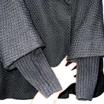 Calvin Klein Black Asymmetrical Coat Peacoat w/Knit Sleeves Size 10 Oversized Photo 8