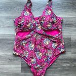 Tabitha Brown Pink Cut out Paisley Print Swimsuit Tummy Control Pink One Piece Size 24W Photo 0