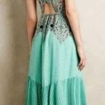 Maeve  Canyon Creek Mint Green Sleeveless Paisley Pleated Maxi Dress Photo 1