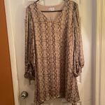 Adrienne  Beige Snake Print Long Sleeve Dress Photo 7