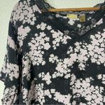 Caslon  100% Silk Black Lace Trim Pink Floral Top Size 2X Plus Photo 1