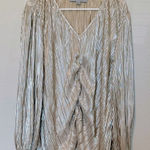 Andrew Marc Marc New York Long Sleeve m Top Sz Large Gold Metallic Blouse  Photo 0