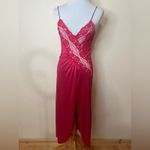 Interludes by Cira | vintage hot pink sheer lace high slit midi slip dress P/XS Photo 6