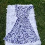 New Raves Vintage Size 3/4 Blue Floral Maxi Long Dress Periwinkle Flowy Chic Photo 2