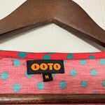 OOTO Red & Teal Polka Dot Ruched Puff Sleeve Dress Size M Size M Photo 1