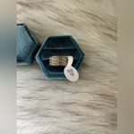 NWT Gold 3 Row Band Rhinestone Ring In Stainless Steel Silver Photo 1