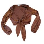Brown satin tie crop top Photo 0