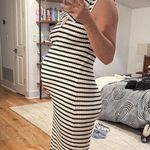 RIXO Blue White Antibes Stripe Ribbed Collared Ties Necklines Maxi Dress Size 8 Photo 15