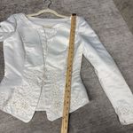 Custom Small/Medium Elegant White Embroidered Women's Western Bridal Crop Jacket Photo 4
