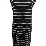 IRO Molly Dress Maxi Length T-Shirt Short Sleeve Linen Stripe Black Size Small Photo 4