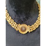 Women's Gold Plated Choker Necklaces With Round X Emblem And Fold Over Lock Photo 6