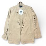 Frank And Oak  The Fluid Blazer Linen Tan Womens Size Small Cardigan Open Front Photo 0