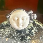 Sajen Sterling Silver Carved Moon Goddess Face Ring Photo 1