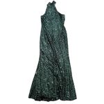 Badgley Mischka  Halter Neck Sequin Gown in Green, Size US 12 Photo 8