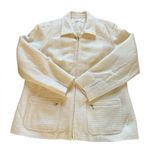Coldwater Creek Knit Boucle Sweater Jacket Full Zip Collar Cream Ivory Womens XL Photo 0