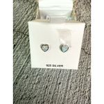 Rachel Zoe NEW IN BOX Heart Shaped Opalite 925 Sterling Earrings Photo 7