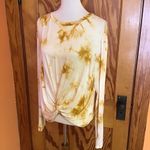 Tie Dye Twist Front Long Sleeve Top Soft Lightweight Casual Gold Size XL Photo 5