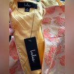 Lulus Gorgeous Yellow Floral Jacquard Halter Mini Dress Photo 4