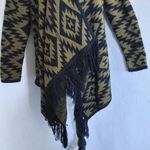 Aztec Print Cardigan Wrap Sweater w/ Fringe Green Size undefined Photo 4