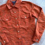 JORDAN Blue Label Women’s Sz Small Western Shirt Orange Printed Pearl Snap Photo 3