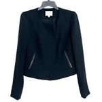 Loft Ann Taylor Women's Black Blazer Jacket Full Zip Pocket Cropped Size 0 Photo 0